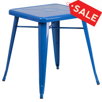 Flash Furniture CH-31330-29-BL-GG Square Metal Table in Blue
